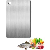 Tigrezy - Planche à découper en titane - En acier inoxydable - Double face - Qualité alimentaire - Facile à nettoyer et exempte d'impuretés - 29 x 20