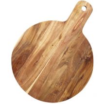 Planche à découper ronde en acacia avec poignée