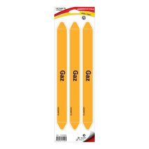 Planche de 3 marqueurs de tuyauterie 355 x 37 mm pour ø 50 à 70 mm - Gaz - 4711003