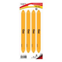 Planche de 4 marqueurs de tuyauterie 250 x 26 mm pour ø 20 à 50 mm - Gaz- 4710525