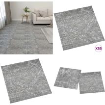 Dalles de plancher autoadhésives 55 pcs PVC 5,11 m² gris béton - Carrelage Pvc - Dallettes De Sol - Planchers Adhésifs - Revêtement De Sol - Carreau