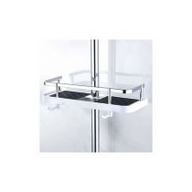 Aiperq - Estante de ducha ajustable montado en la pared, cesta de almacenamiento para baño, cocina, fijación de tuberías, cesta de ducha de metal