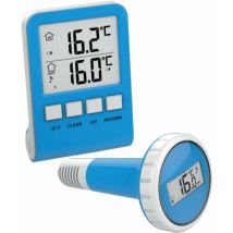 Digitales Funk-Poolthermometer – Für Teich oder Schwimmbad – Anzeige Innentemperatur + Wassertemperatur – Übertragungsreichweite 60 m