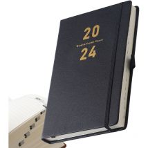 Yzmrbdqc - Planificateur 2024, calendrier académique 5,4' x 8,3', agenda quotidien et mensuel avec porte-stylo, couverture rigide en cuir végétalien