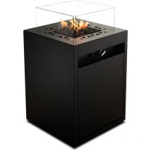 Planika Square - Camino da giardino decorativo - Caminetto a gas da esterno e tavolo da giardino in un unico pezzo - Scomparto interno per bombola