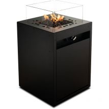 Planika Square - Cheminée de jardin décorative - Cheminée à gaz d'extérieur et table de jardin en une seule pièce - Compartiment intérieur pour le