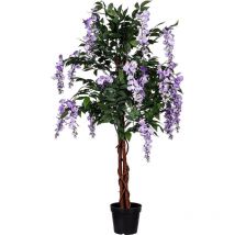 Plantasia - Albero artificiale di glicine, fiori viola, dimensioni a scelta, 120 cm