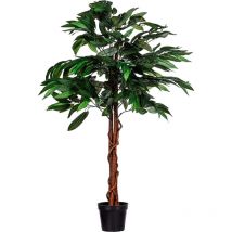 Pianta Artificiale - Albero di Mango, Decorativo, con Vaso, Verde, Tronco in Legno Naturale, Elegante, da Interno, Realistica, Alta 120 cm - Piante