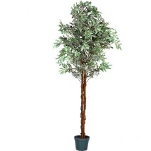 Ulivo artificiale 180 cm, tronco in vero legno, 2256 foglie e frutti - Plantasia