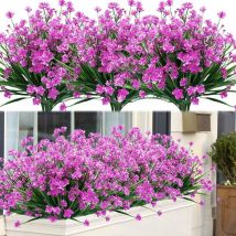 Plante artificielle 8 Bundles Extérieure Artificielle Faux Fleurs Arbustes Résistants Aux uv Plantes, Faux Plastique Verdure pour Intérieur Extérieur