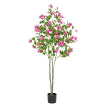 Plante Artificielle avec Fausses Fleurs Rose 150cm Fausse Plante Interieur et Exterieur Arbre Artificiel en Pot pour Chambre Salon