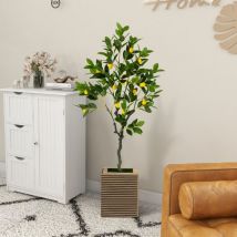 Plante Artificielle de 120CM avec Pot Rempli de Ciment Citronnier Artificiel avec Plante Verte Tronc Réaliste Mousse Simulée Fausse CW2831 Maison Chic