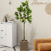 Maisonchic - Plante Artificielle de 160CM avec Pot Rempli de Ciment Citronnier Artificiel avec Plante Verte Tronc Réaliste Mousse Simulée CW5208