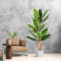 Plante Artificielle de 195CM Tiges Triples Fausse Plante de Bananier avec 27 Grandes Feuilles Plante Verte en Pot CW4816 Maison Chic