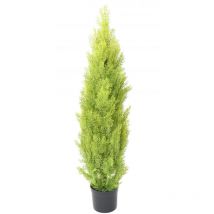 Plante artificielle haute gamme Spécial extérieur / Cyprès artificiel coloris vert/jaune - Dim : 125 x 25 cm