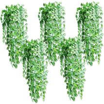 Plante artificielle Lot de 5 plantes artificielles suspendues, 90 cm, faux lierre suspendu, feuilles vertes Scindapsus pour décoration intérieure