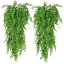 Künstliche Hängepflanze – 2 Stück künstliche Wand-Efeublätter für drinnen und draußen, grüne Dekoration für Wohnzimmer, Garten, Hochzeit