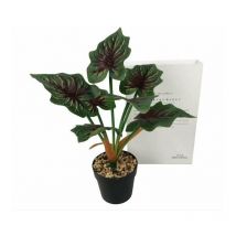Plante artificielle Simulation de fleurs artificielles dans un pot rouge céleste Taro Bonsai Simulation Plante verte Décoration de mariage (Rouge)