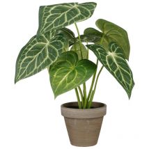 Mica Decorations - Plante artificielle caladium 'oreille d'elephant' verte avec pot Ø21x28cm - polyester