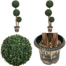 Plante de buis artificiel avec pot Forme de boule Vert 119 cm - Plante Artificielle - Plante De Buis - Décoration Intérieure - Verdure Artificielle