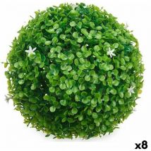 Ibergarden - Plante décorative feuilles fleurs boule en plastique 22 x 22 x 22 cm (8 unités)