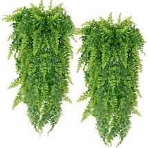 Tonchean - Plante verte artificielle,2pcs plante artificielle fougère de Boston, fausse plante artificielle tenture murale, décor de mariage maison