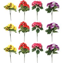 Plantes artificielles 12 pièces Bouquets de fleurs artificielles Pensées artificielles Ornements de vase à fleurs artificielles