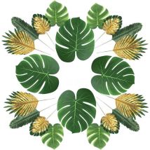Galozzoit - Plantes artificielles 66 Morceaux 6 Feuilles Palmier Artificiel,Fausses Feuilles,Tiges et Feuilles,Simulation Plantes Tropicales,FêTe
