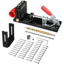 Kingso - Plantilla de perforación oblicua enjoywood + XK-4s pro, plantilla de agujero de bolsillo ajustable de aleación de aluminio de 3/8 '',