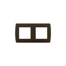 Plaque de finition 2 postes - Entraxe 71mm - Blanche - esprit Couleur Chocolat