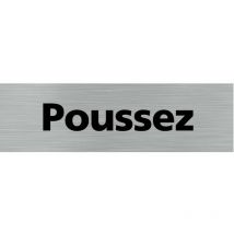 Pictogramme poussez (Q0143).- Adhésif aspect aluminium brossé -