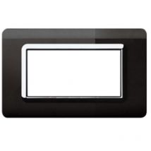 AVE - plaque technopolymère Sistema 44 noir chrome absolu cadre 4 modules 44PY04NAL
