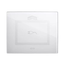 Plaque AVE tactile en verre 3 modules coulissants pour prises Système 44 Finition blanche brillante 44PVTCS3