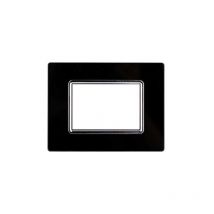 Plaque compatible Bticino Livinglight 3 modules en verre, coloris noir - LN84302 - Ettroit