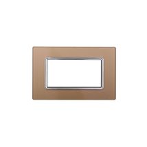 Plaque compatible Bticino Livinglight 4 modules en verre couleur or - LN84411 - Ettroit
