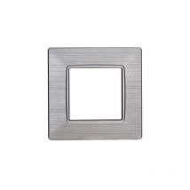 Plaque compatibles Vimar Plana 2 modules plastique couleur argent satiné Ettroit EV85215