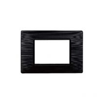 Plaque compatibles Vimar Plana 3 modules plastique couleur noir satiné Ettroit EV85314