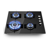 Sndoas - Plaque De Cuisson À Gaz 4 Feux Avec Sécurité Thermocouple, Compatible Gaz Naturel/propane, Noire, 8,0 Kw, 220-240 V