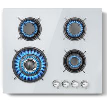 Sndoas - Plaque De Cuisson À Gaz 4 Feux, Plaque De Cuisson Blanche, Compatible Gaz Naturel/propane, Avec Sécurité Thermocouple, Puissance 8 060 W, 220