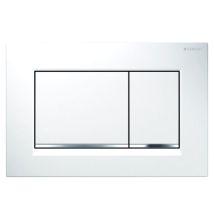 Plaque de déclenchement 3/6L Geberit Sigma30 blanche bande Chromée brillant