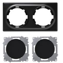 Warm-on - Plaque de finition 2 postes Florence + 2 Interrupteurs simple allumage - noir