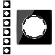 Warm-on - Plaque de finition Garda, en verre, 1 poste, encastré (lot de 7) - noir