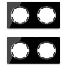 Plaque de finition Garda, en verre, horizontal, 2 postes (lot de 2) - noir