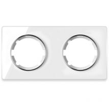 Plaque de finition Garda, en verre, horizontal, 2 postes - blanc