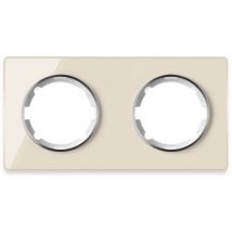 Plaque de finition Garda, en verre, horizontal, 2 postes - beige