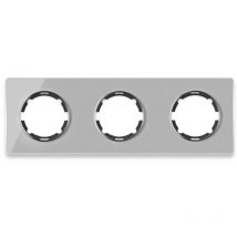 Plaque de finition Garda, en verre, horizontal, 3 postes - gris