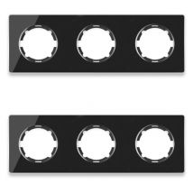 Plaque de finition Garda, en verre, horizontal, 3 postes (lot de 2) - noir