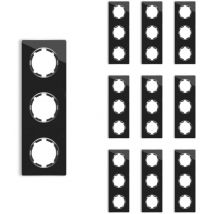 Plaque de finition Garda, en verre, vertical, 3 postes (lot de 10) - noir