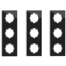 Plaque de finition Garda, en verre, vertical, 3 postes (lot de 3) - noir