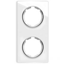 Plaque de finition Garda, en verre, vertical, 2 postes - blanc